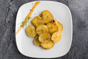fresh healthy baked delicious baked potato on white plate