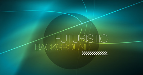 Digital technology abstract background - neon geometric design. Abstract glowing lines. Colorful techno background. Futuristic shape.
