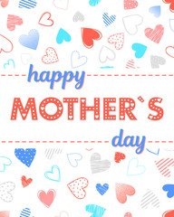 Happy Mothers Day typography.Happy Mothers Day with hearts background.Seasons greetings card perfect for prints,banners,invitations,special offer and more.Vector Mothers Day card.