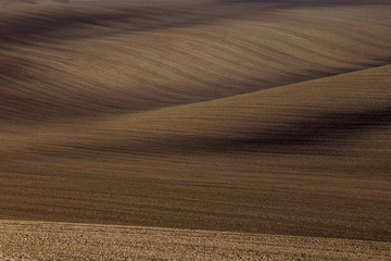 Wavy  autumn fields in Moravian Tuscany, Czech Republic