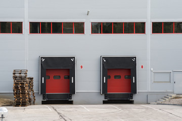 Facade of an industrial building and warehouse.