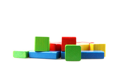 Studio Shot Of Colorful Toy Blocks Against White Background