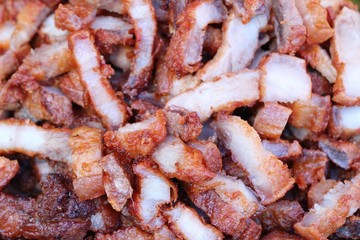 Fried pork with garlic in street food