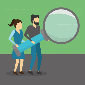 Man And Woman Holding Magnifying Glass