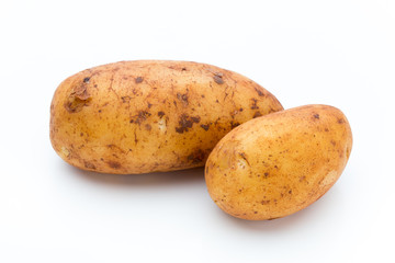 A bio russet potato isolated white background.