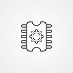 Computer chip vector icon sign symbol