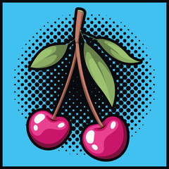 Kirschfrucht-Pop-Art-Stil © Grgroup