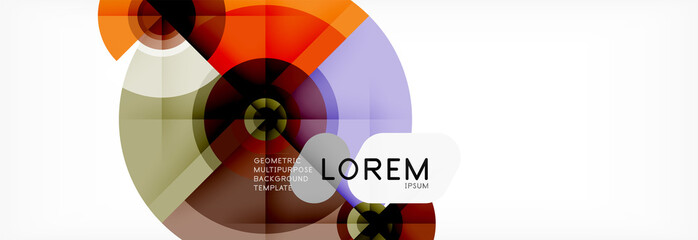 Fototapeta premium Minimal geometric circles and triangles abstract background, techno modern design, poster template