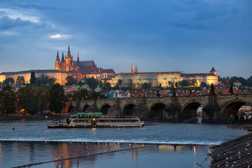 Fototapeta na wymiar Beautiful Cityscape of Prague with Charles Bridge(Karluv Most) over Vltava river and Prague Castle, Czech Republic