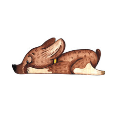 Watercolor Hand Drawn Cute Dog