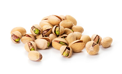 heap of pistachio isolated on white background