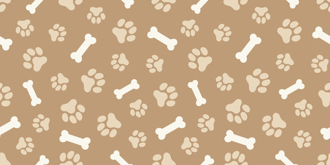 ホネと犬の足跡のパターン (Paw Prints & Dog Bone Pattern. Vector Illustration) © ochikosan