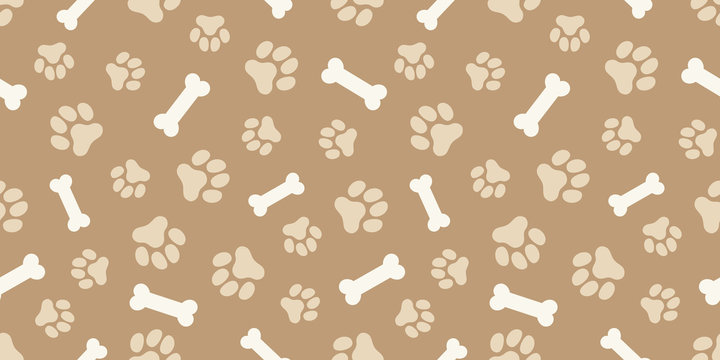 ホネと犬の足跡のパターン (Paw Prints & Dog Bone Pattern. Vector Illustration)