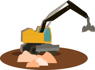 Bagger Bauarbeiter Baustelle Illustration