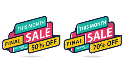 Final Sale Sticker Banner and Poster. 50% off. Promotion Banner and Poster Vector illustration - Vector