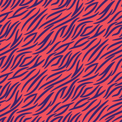 Tiger stripes seamless vector pattern pink and purple background print.