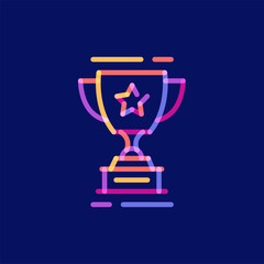 Overlay colored icon line trophy cup