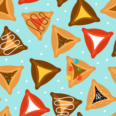 Seamless pattern for jewish holiday Purim.