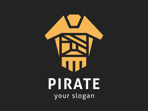 Abstract pirate logo template. Vector format, available for editing. Color version on a dark background.