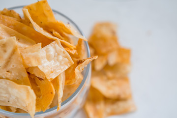 pita chips.Homemade Crunchy Pita Chips made with whole wheat.chips from Armenian lavash.copy spase