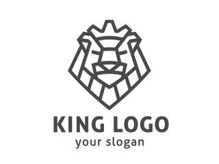 Abstract lion logo template. Vector format, available for editing. Black-and-white version on a light background.