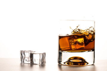 whiskey glass and whiskey
