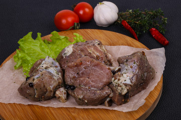 Marinated pork meat ready for coocking