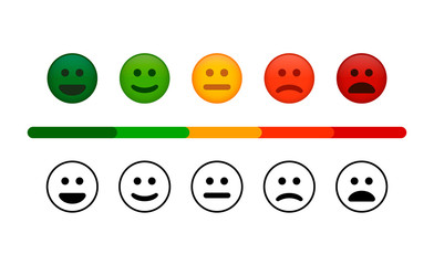 Vector image set of emoticons for rating or feedback.Rating satisfaction.