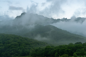 Misty mountains in the morning