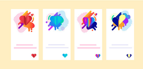 Set of postcards Valentine's Day, anti-valentine day. Heart paper texture