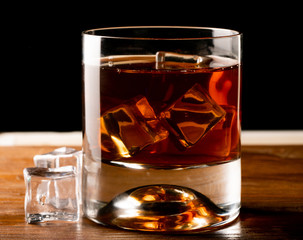 whiskey glass and whiskey