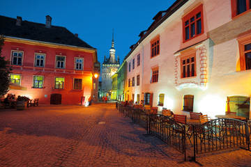 Night view of historic town Sighisoara