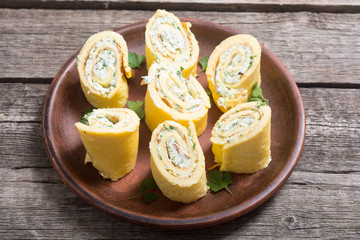 Homemade Eggs omelet rolls