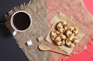Sweet shortbread cookies and coffee