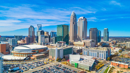 Aerial of Downtown Charlotte, North Carolina, USA - 249760732