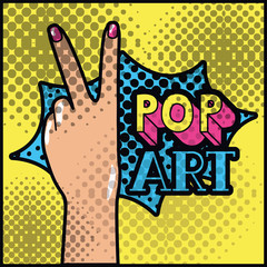 hand expressing peace and love pop art style