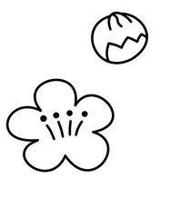 桃の花(線画)