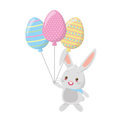 Obraz na płótnie Canvas cute rabbit with balloons shaped eggs