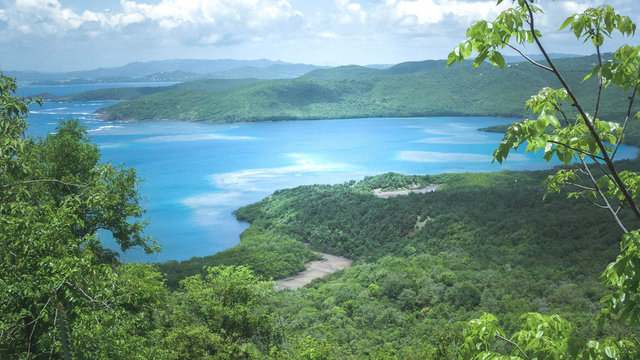 Panoramic view from the top of an island's hill (Tartane, Martinique)