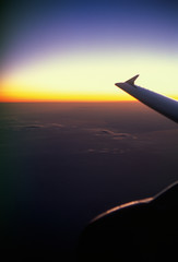 Fototapeta na wymiar View of twilight sky from an airplane