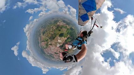 Skydiver selfie with a fish eye lens