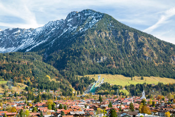 Fototapeta na wymiar Obersdorf Alpine village in Germany