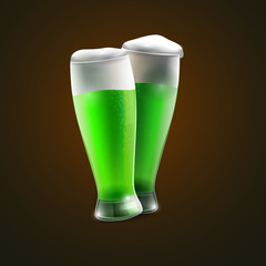 Two green beer's clovers for St Patrick's day
