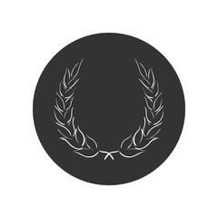 Lorbeerkranz - Piktogramm - Symbol - Icon - Kreis - schwarz grau