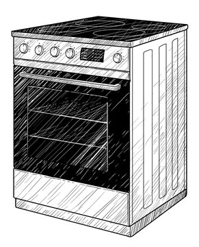 Microwave oven Outline drawing Stock Vector Image  Art  Alamy