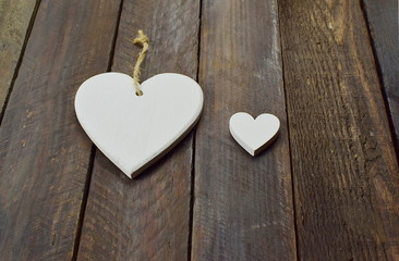 big and small white hearts on Valentine`s day