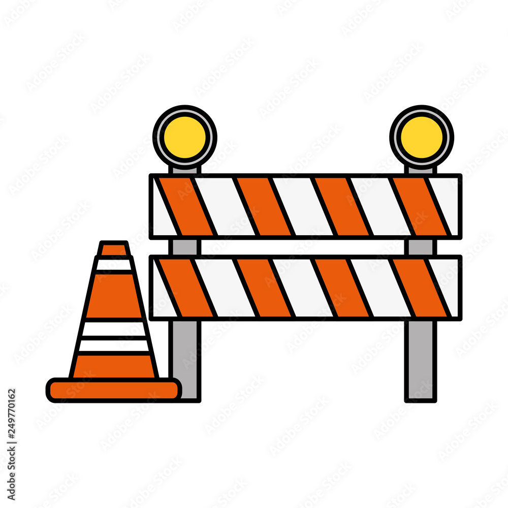 Canvas Prints traffic barrier and cone