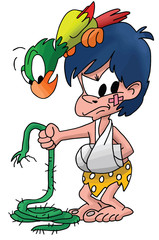 Young Tarzan who has fallen from a tree vector