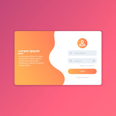 web login ui design template vector