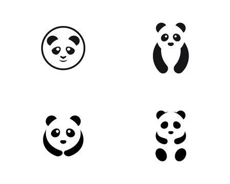 Cute panda logo template vector icon illustration design